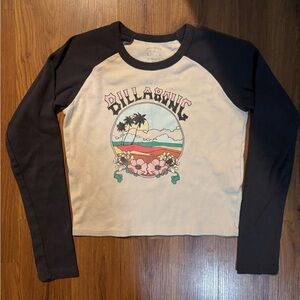 Women's Billabong Black and Cream Raglan Tee